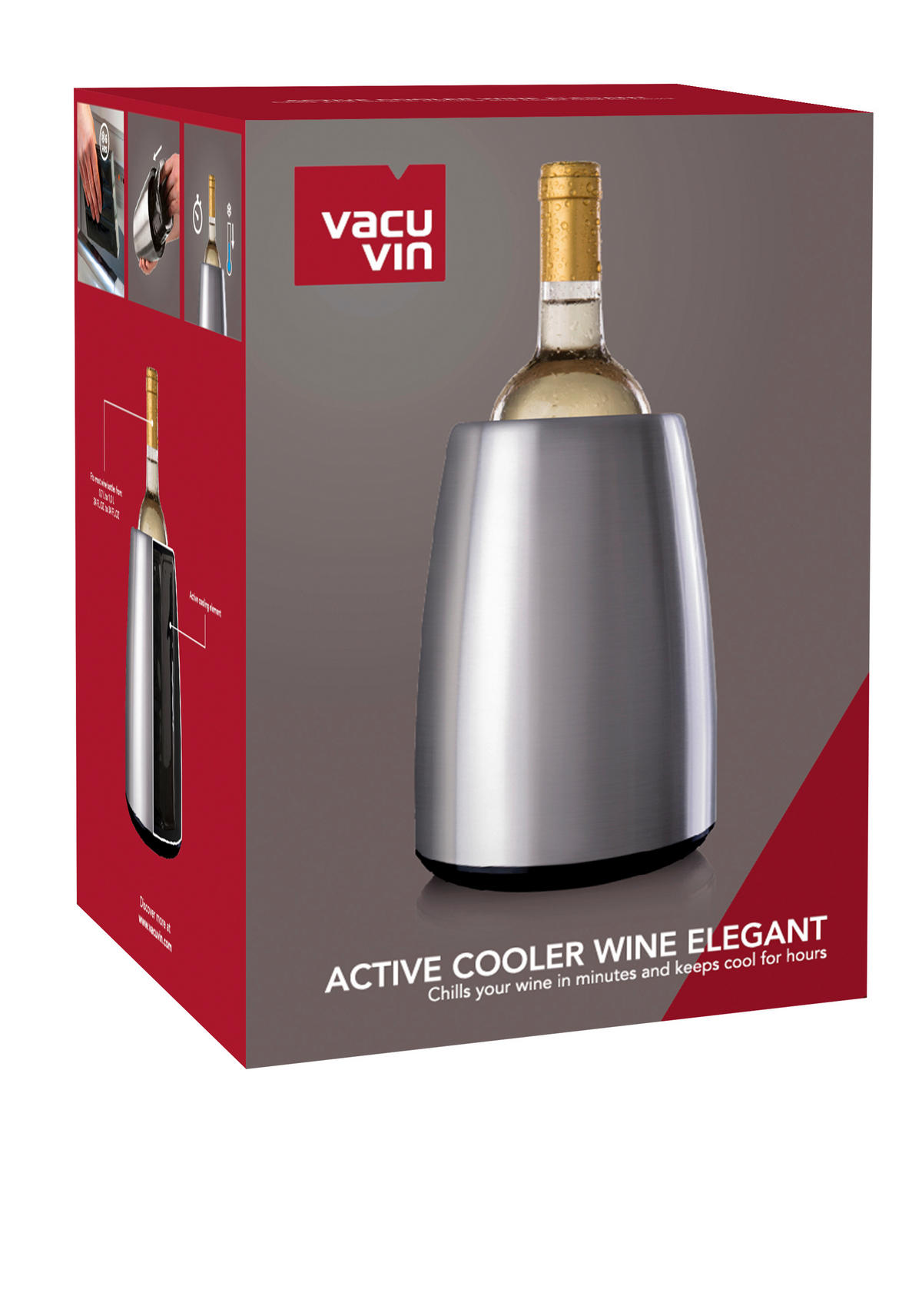 POSUDA ZA HLAĐENJE VINA    - srebrne boje, Basics, metal/plastika (15.3/21.4/15.3cm) - Vacu Vin