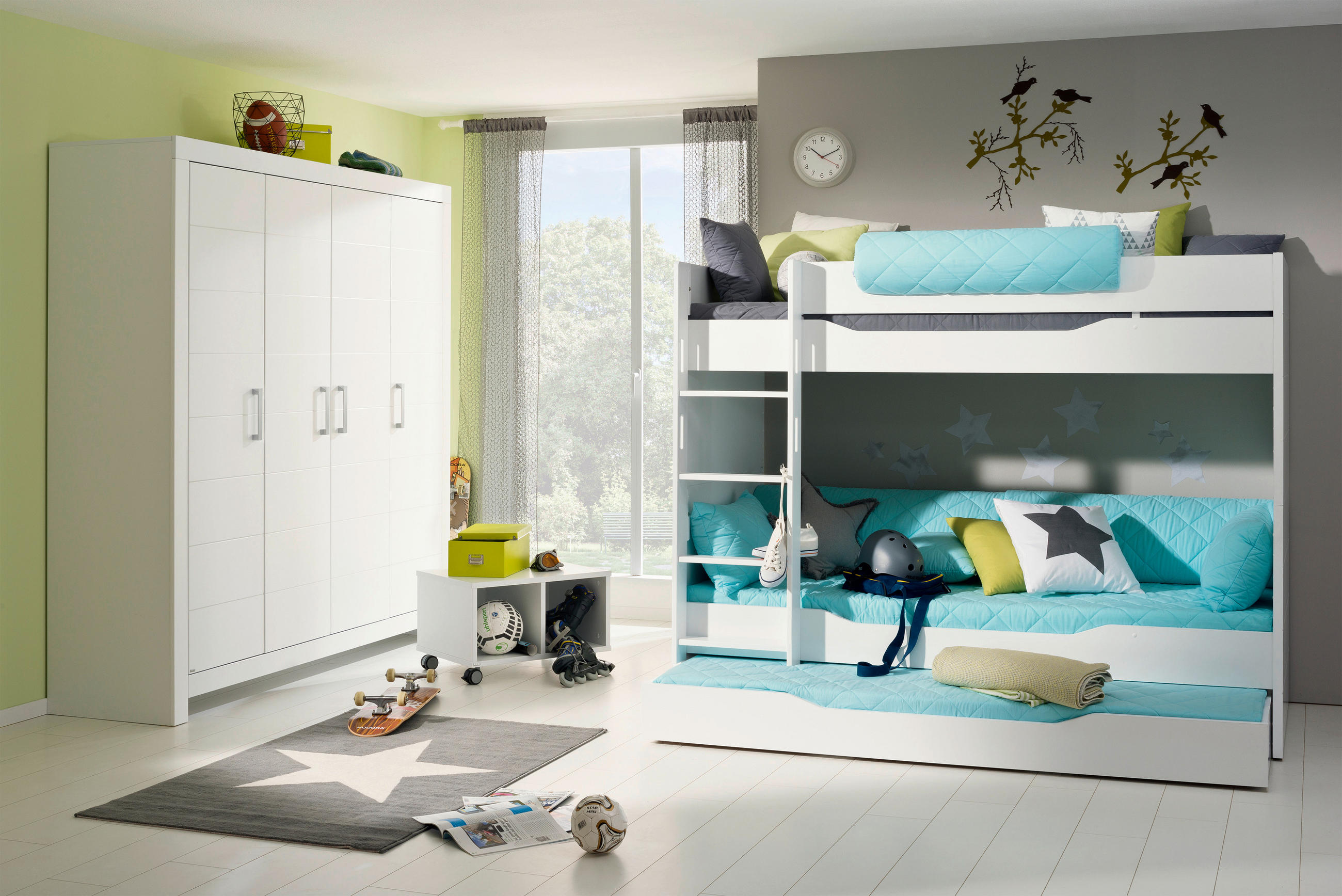 KLEIDERSCHRANK 4-türig Weiß  - Chromfarben/Weiß, Design, Holzwerkstoff/Metall (203,6/205,3/55,3cm) - Paidi