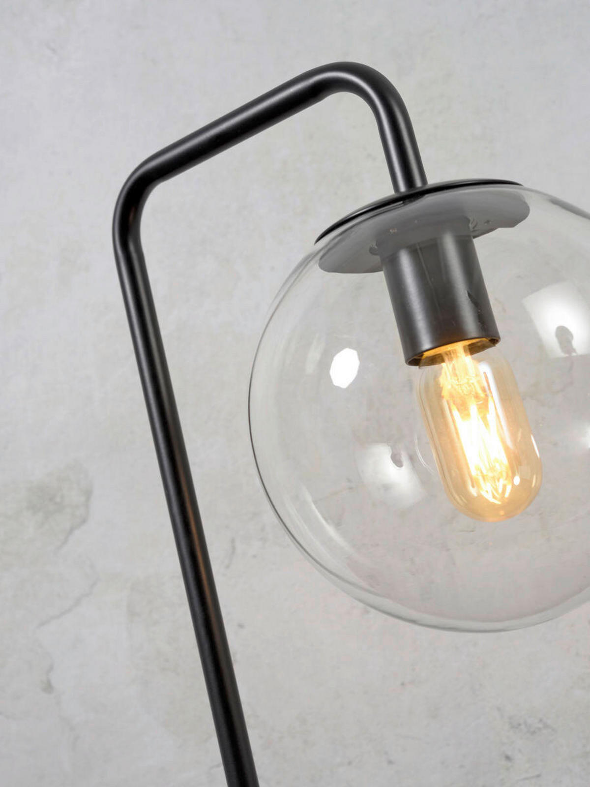 STOLNÍ LAMPA, nástěnný stmívač, 32/20/53 cm - černá/průhledné, Trend, sklo (32/20/53cm) - It's about Romi