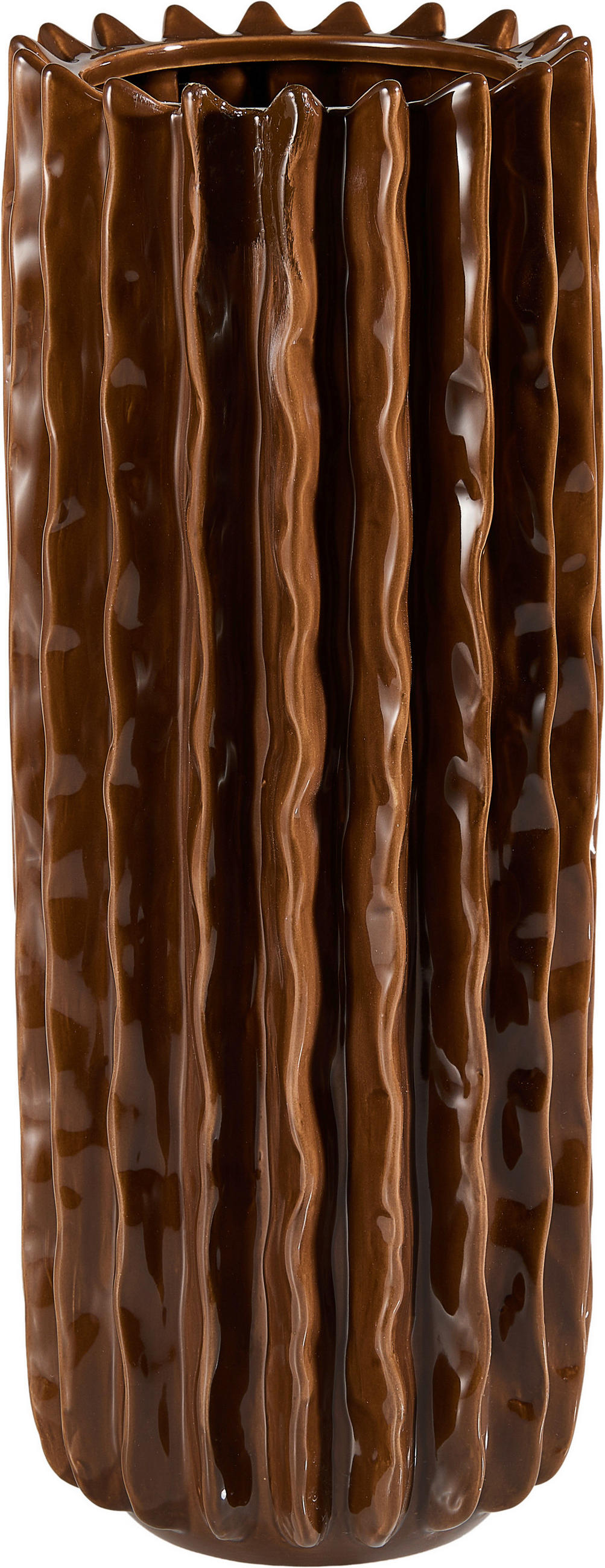 VASE  - Braun, Basics, Keramik (15,5/40cm) - Boltze Home