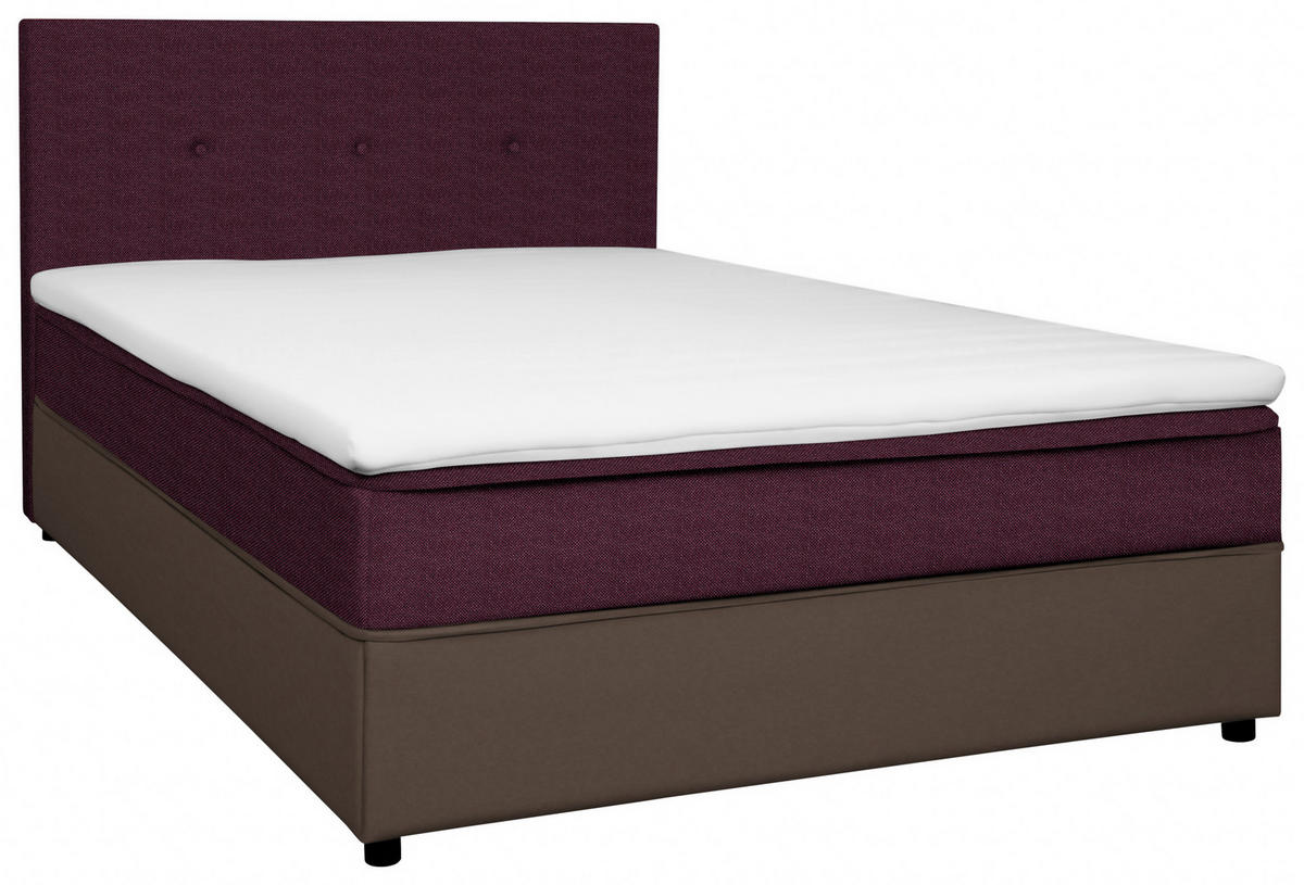 BOXBETT 140/200 cm  in Grau, Brombeere  - Brombeere/Schwarz, KONVENTIONELL, Holz/Textil (140/200cm) - Boxxx