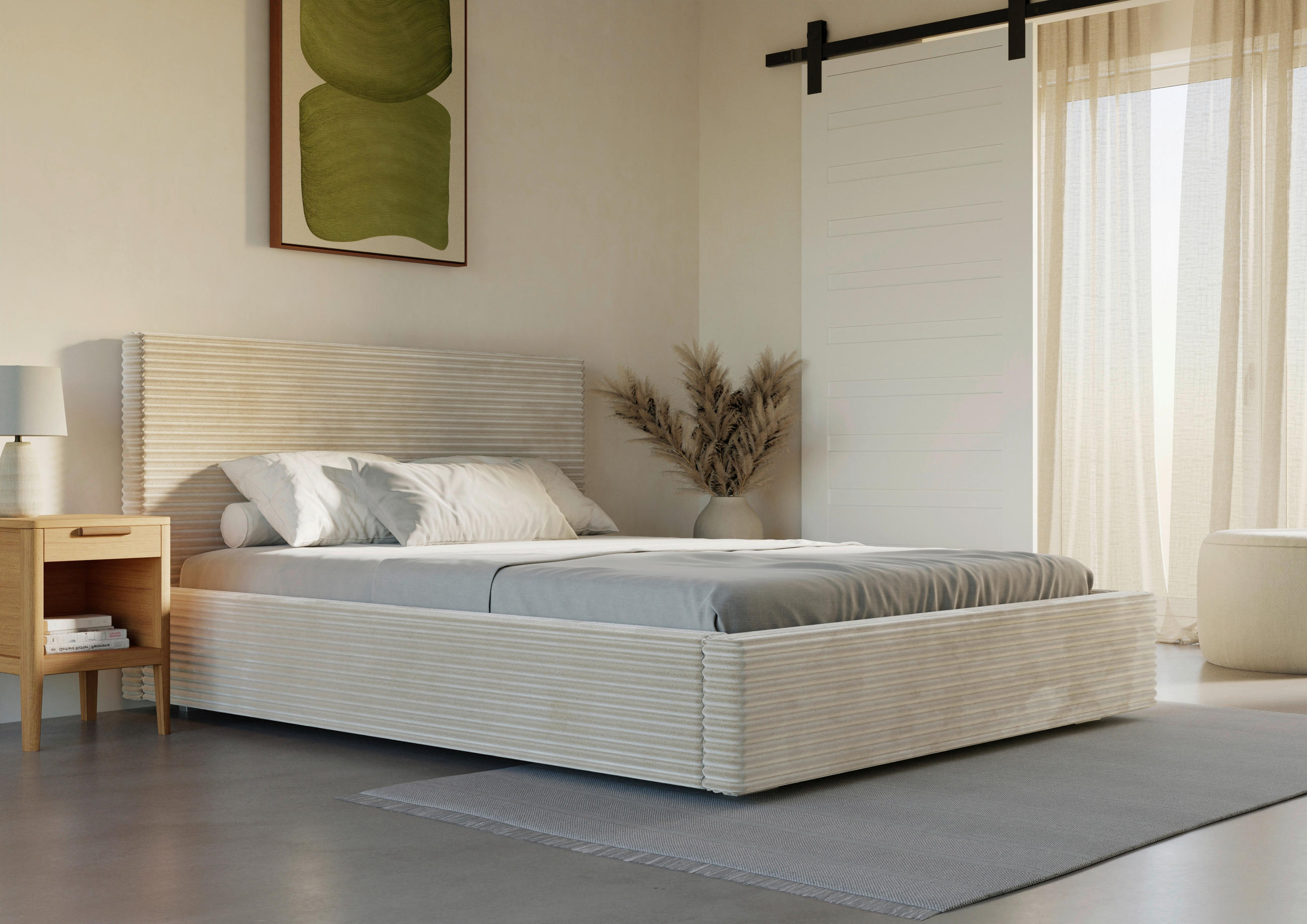 POLSTERBETT Lattenrost, Bettkasten 180/200 cm  in Beige  - Beige/Schwarz, Design, Holz/Kunststoff (180/200cm) - Boxxx