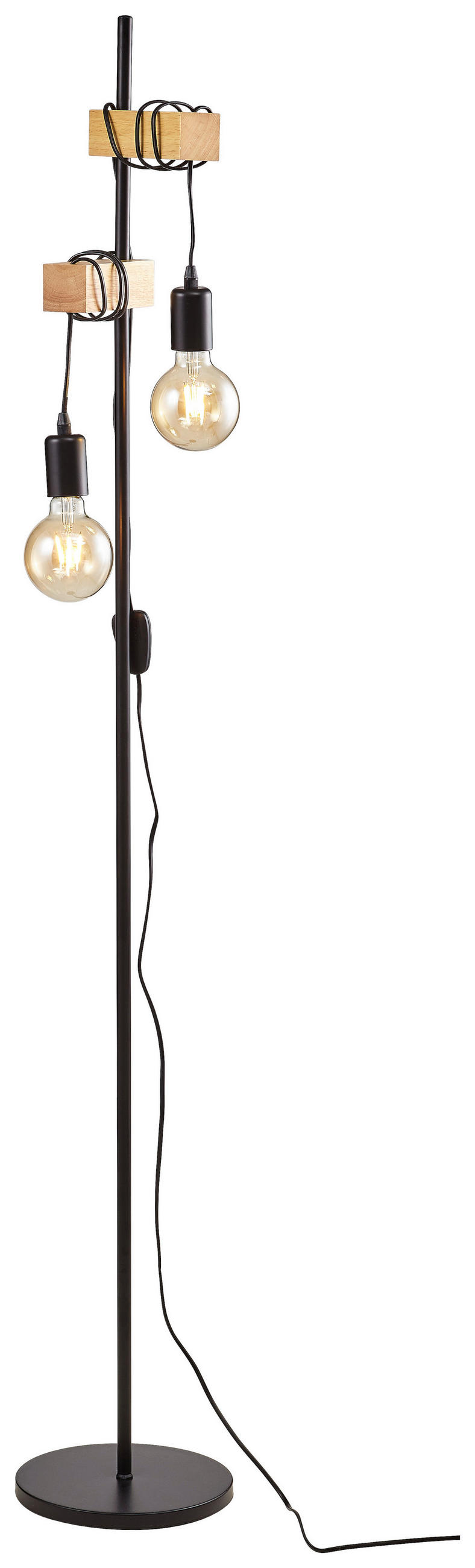 STOJACÍ LAMPA, 20,5/25/166,5 cm - černá/hnědá, Konvenční, kov/dřevo (20,5/25/166,5cm) - Eglo