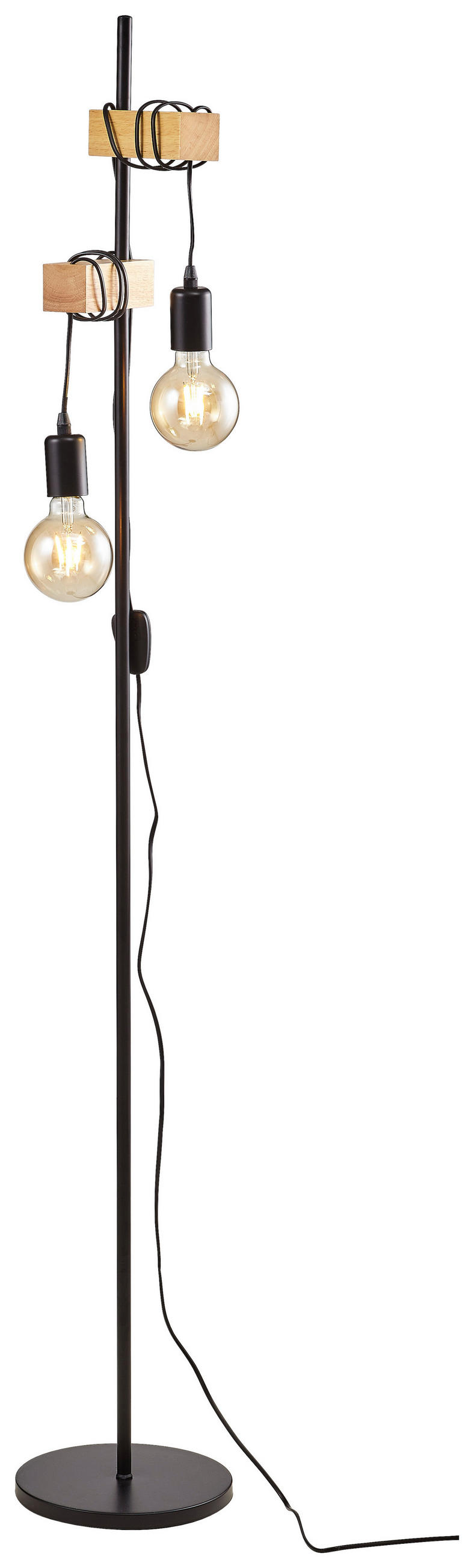 STOJACÍ LAMPA, 20,5/25/166,5 cm - černá/hnědá, Konvenční, kov/dřevo (20,5/25/166,5cm) - Eglo
