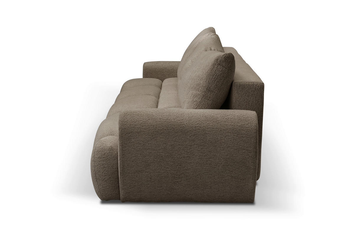 SCHLAFSOFA ALBA Struktur Braun  inkl. Bettkasten, Schlaffunktion  - Schwarz/Braun, Design, Holz/Textil (242/93/104cm) - MID.YOU