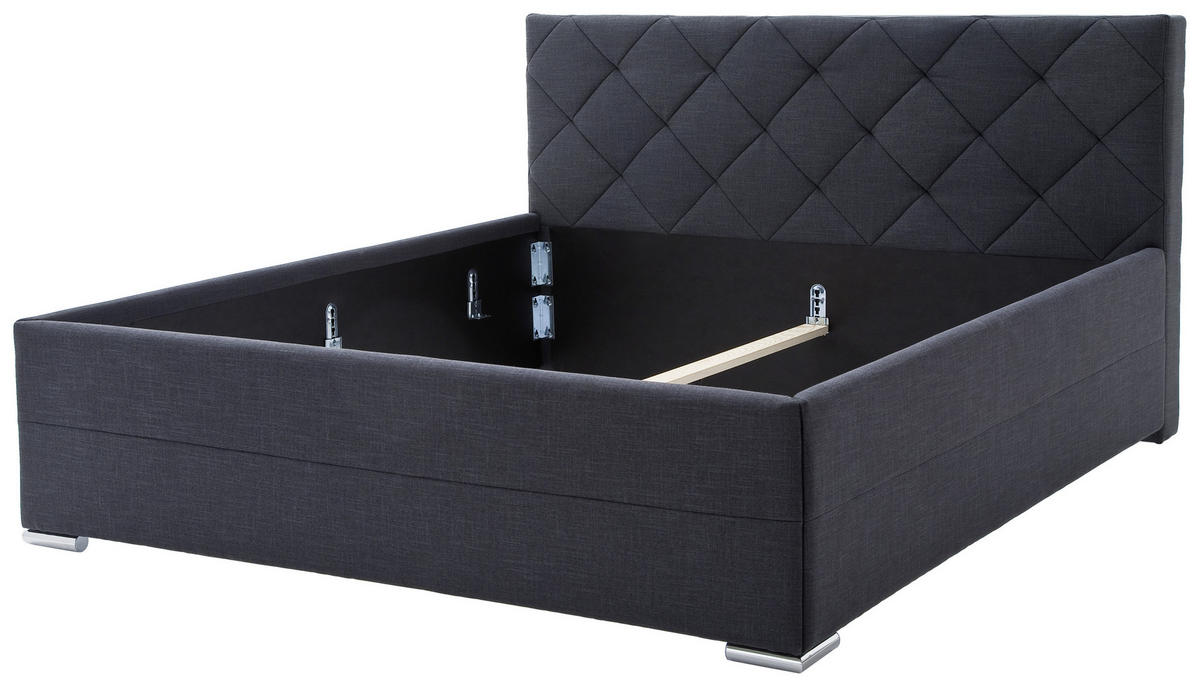 POLSTERBETT CHICAGO 180/200 cm  in Anthrazit  - Chromfarben/Anthrazit, KONVENTIONELL, Textil/Metall (180/200cm) - Livetastic