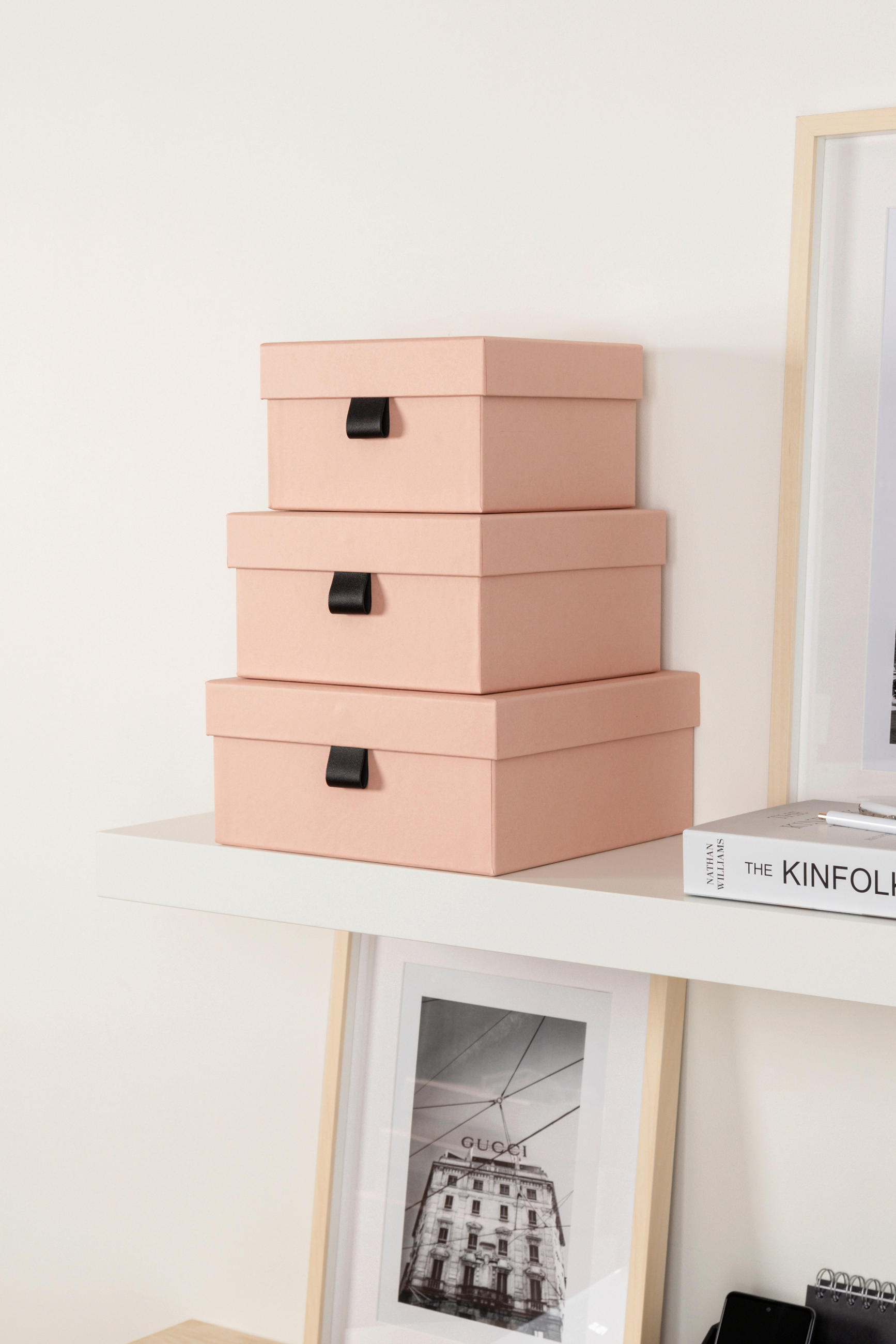 AUFBEWAHRUNGSBOXEN-SET    20/20/12 cm  - Pink, Basics, Karton/Papier (20/20/12cm)