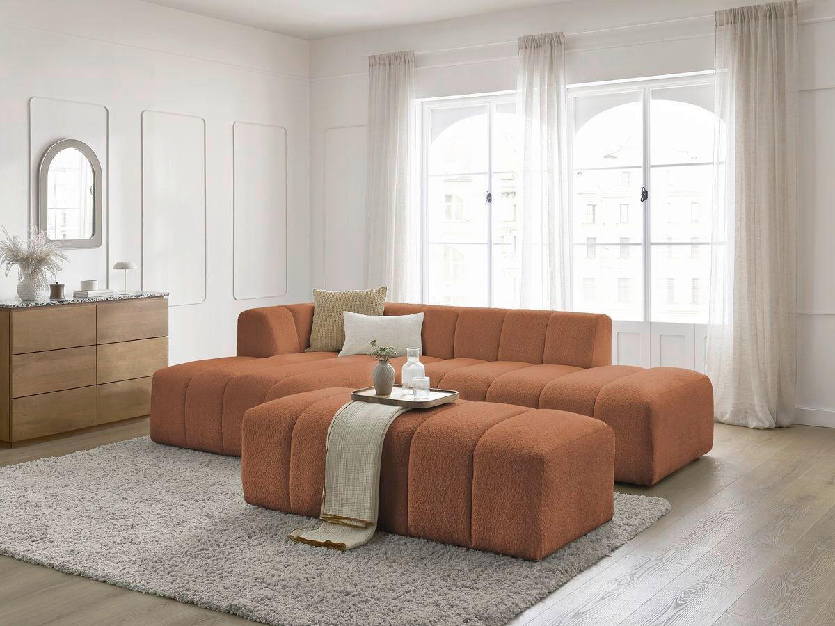ECKSOFA  ANNECY Orange Bouclé  - Schwarz/Orange, MODERN, Kunststoff/Textil (170/262cm)