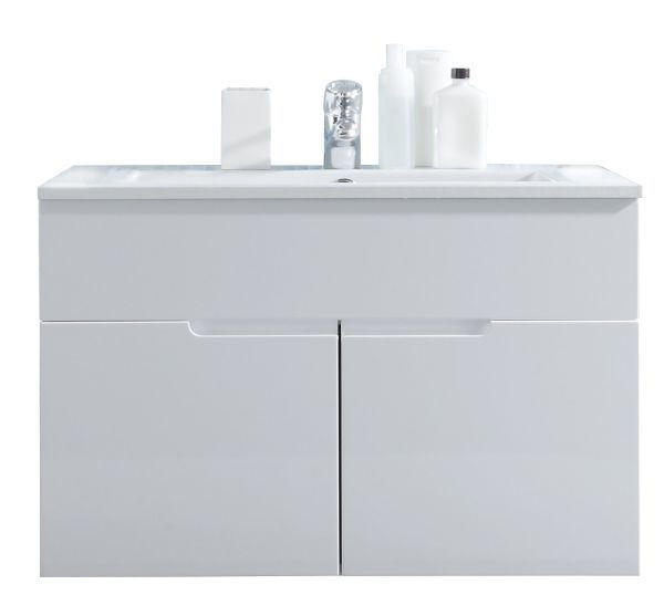 KOMBI UMIVAONIK bijela - bijela/boje aluminija, Design, drvni materijal/keramika (80/54/46cm) - Xora
