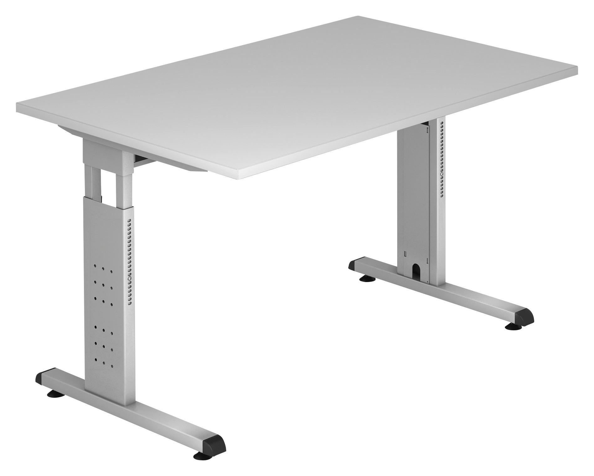 SCHREIBTISCH 120/80/65-85 cm  in Grau  - Silberfarben/Grau, KONVENTIONELL, Holzwerkstoff/Metall (120/80/65-85cm) - Venda