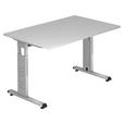 SCHREIBTISCH 120/80/65-85 cm Grau  - Silberfarben/Grau, KONVENTIONELL, Holzwerkstoff/Metall (120/80/65-85cm) - Venda