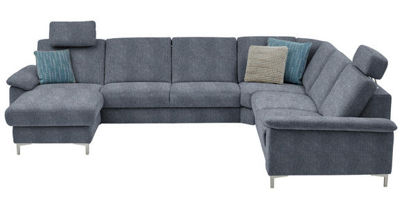 WOHNLANDSCHAFT Latina in Chenille Dunkelblau  - Alufarben/Dunkelblau, Design, Textil/Metall (170/333/265cm) - Dieter Knoll