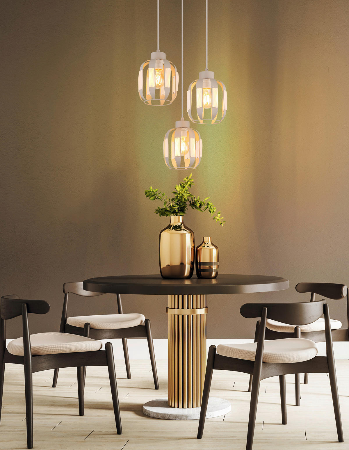 HÄNGELEUCHTE Arlen 38/120 cm   - Sandfarben/Beige, Design, Glas/Textil (38/120cm) - Globo