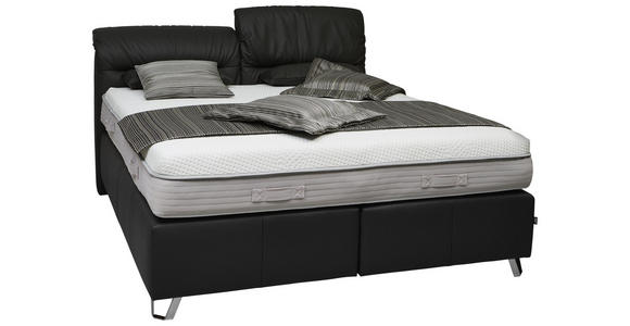 BOXSPRINGBETT 180/200 cm INKL. Matratze, Topper - Chromfarben/Dunkelgrau, KONVENTIONELL, Leder (180/200cm) - Dieter Knoll