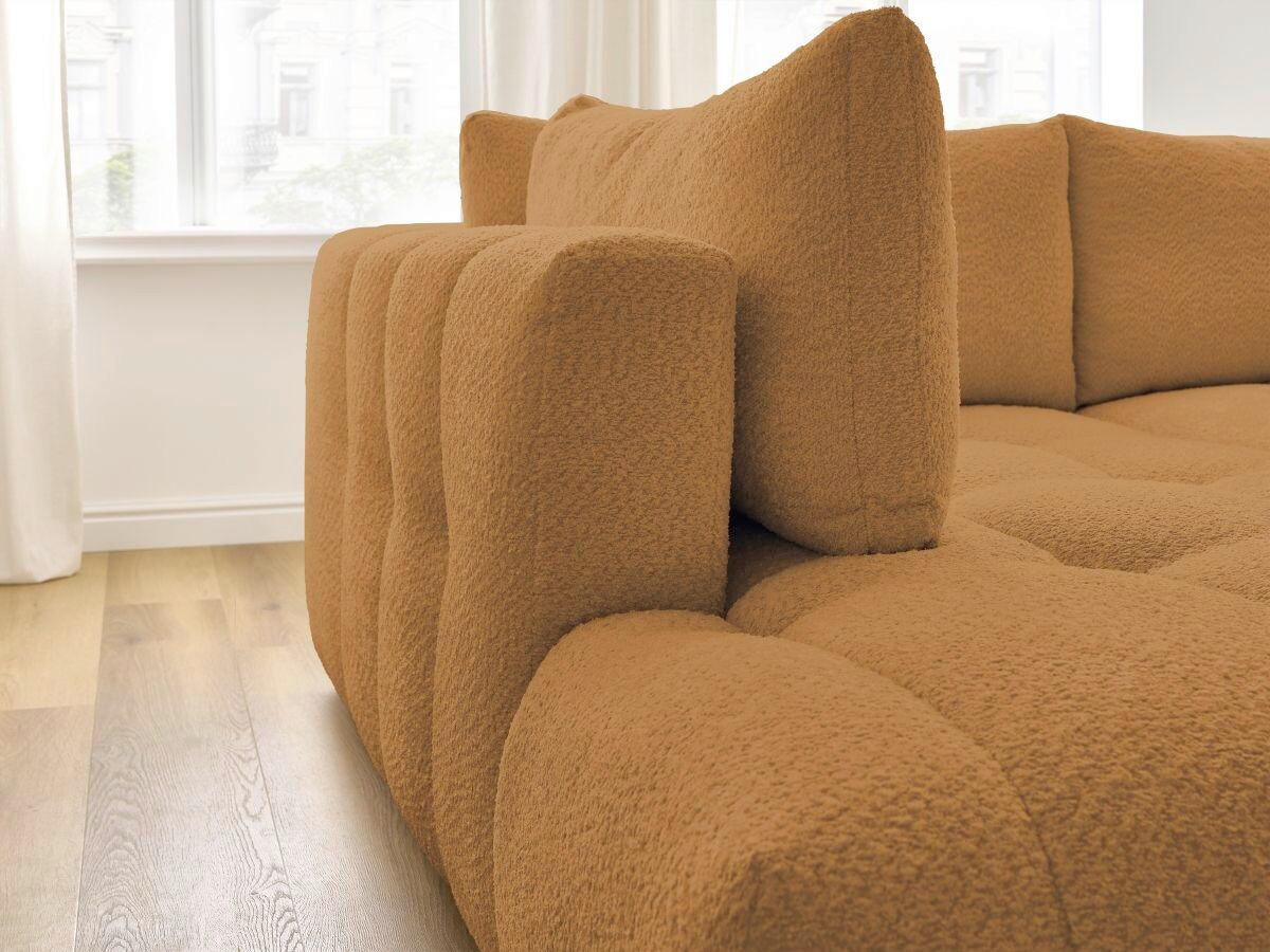 ECKSCHLAFSOFA FUJI Bouclé Gelb  inkl.  - Gelb/Schwarz, MODERN, Kunststoff/Textil (204/282cm)