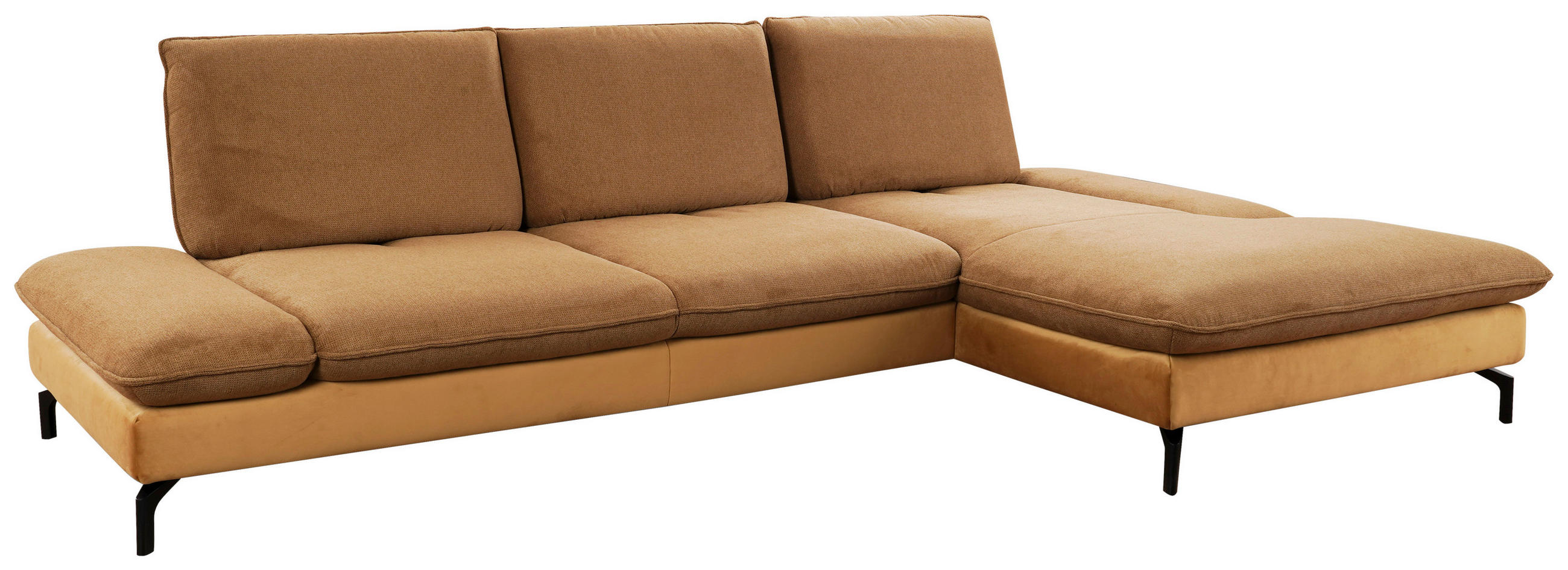 ECKSOFA in Flachgewebe Gelb, Goldfarben  - Gelb/Goldfarben, Design, Textil/Metall (304/176cm) - Moderano