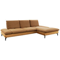 ECKSOFA in Flachgewebe Gelb, Goldfarben  304/176 cm  - Gelb/Goldfarben, Design, Textil/Metall (304/176cm) - Moderano