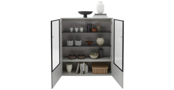 HIGHBOARD Grau  121,9/138,3/37,1 cm  - Schwarz/Grau, Design, Glas/Holzwerkstoff (121,9/138,3/37,1cm) - Dieter Knoll