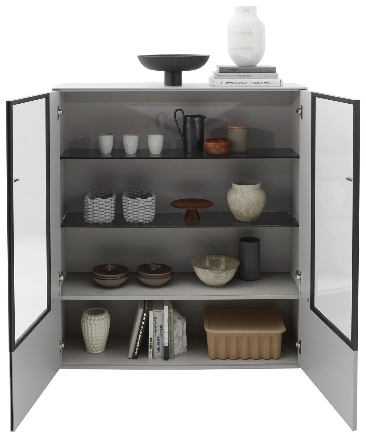 HIGHBOARD Grau  121,9/138,3/37,1 cm  - Schwarz/Grau, Design, Glas/Holzwerkstoff (121,9/138,3/37,1cm) - Dieter Knoll