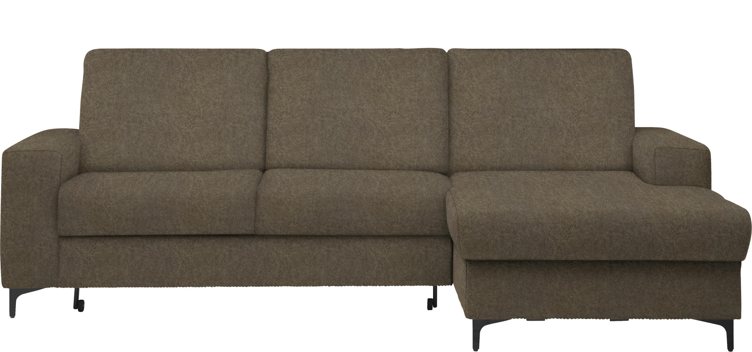 ECKSOFA Braun Velours  - Schwarz/Braun, KONVENTIONELL, Textil/Metall (247/167cm) - Stylife
