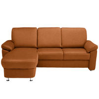 ECKSOFA in Flachgewebe Cognac  163/220 cm  - Chromfarben/Cognac, KONVENTIONELL, Textil/Metall (163/220cm) - Beldomo System