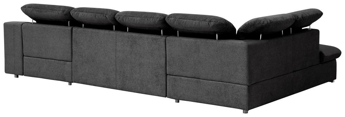 WOHNLANDSCHAFT in Chenille Schwarz  - Chromfarben/Schwarz, Design, Textil/Metall (212/353/165cm) - Livetastic