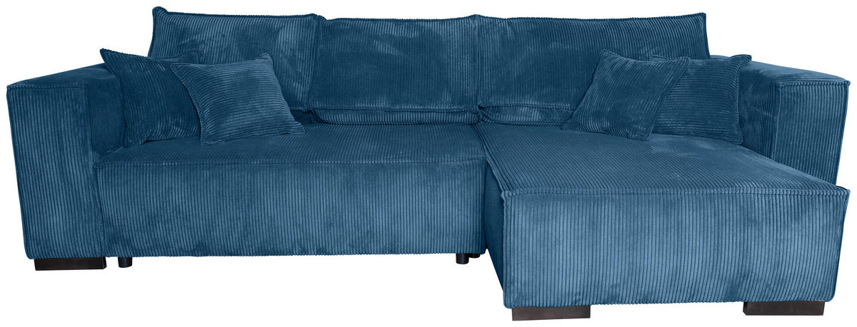 ECKSOFA in Cord Blau  - Blau/Braun, KONVENTIONELL, Holz/Textil (230/190cm) - Carryhome