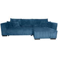 ECKSOFA Blau Cord - Blau/Braun, KONVENTIONELL, Holz/Textil (230/190cm) - Carryhome
