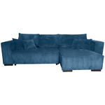 ECKSOFA Blau Cord  - Blau/Braun, KONVENTIONELL, Holz/Textil (230/190cm) - Carryhome
