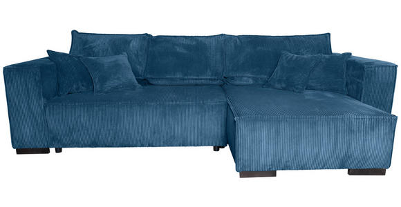 ECKSOFA Blau Cord - Blau/Braun, KONVENTIONELL, Holz/Textil (230/190cm) - Carryhome