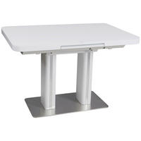 ESSTISCH in Metall, Glas, Holzwerkstoff 120-160/80/76 cm  - Weiss/Edelstahlfarben, Design, Glas/Holzwerkstoff (120-160/80/76cm) - Hom`in