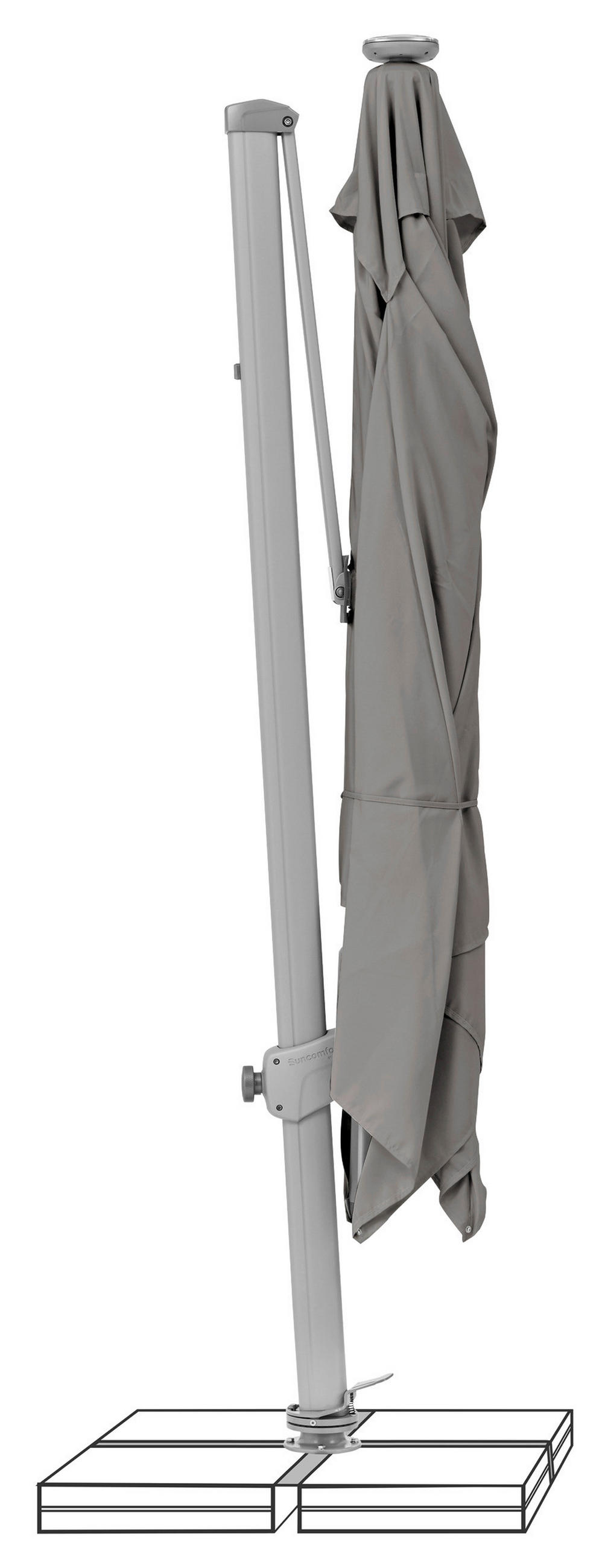 AMPELSCHIRM 300 cm  - Silberfarben/Alufarben, Basics, Textil/Metall (300/300cm) - Suncomfort by Glatz