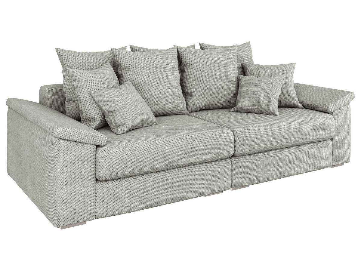 BIGSOFA TERMINI Velours, Webstoff Creme  - Beige/Creme, Design, Holz/Textil (260/98/123cm) - MID.YOU