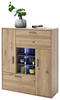 HIGHBOARD Asteiche furniert, massiv Anthrazit, Eichefarben Einlegeböden  - Eichefarben/Anthrazit, Design, Holz/Holzwerkstoff (104/123/37cm) - Livetastic