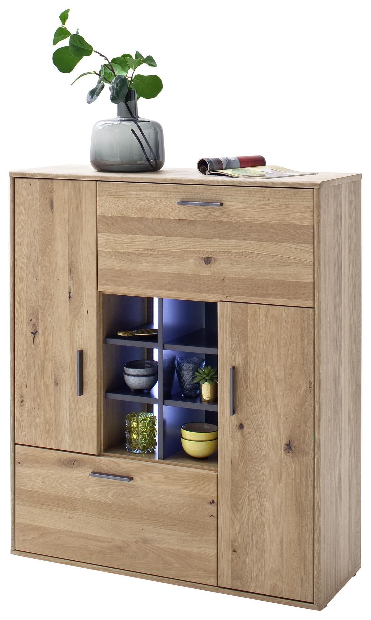 HIGHBOARD Gaborone  in 104/123/37 cm  - Eichefarben/Anthrazit, Design, Holz/Holzwerkstoff (104/123/37cm) - Livetastic