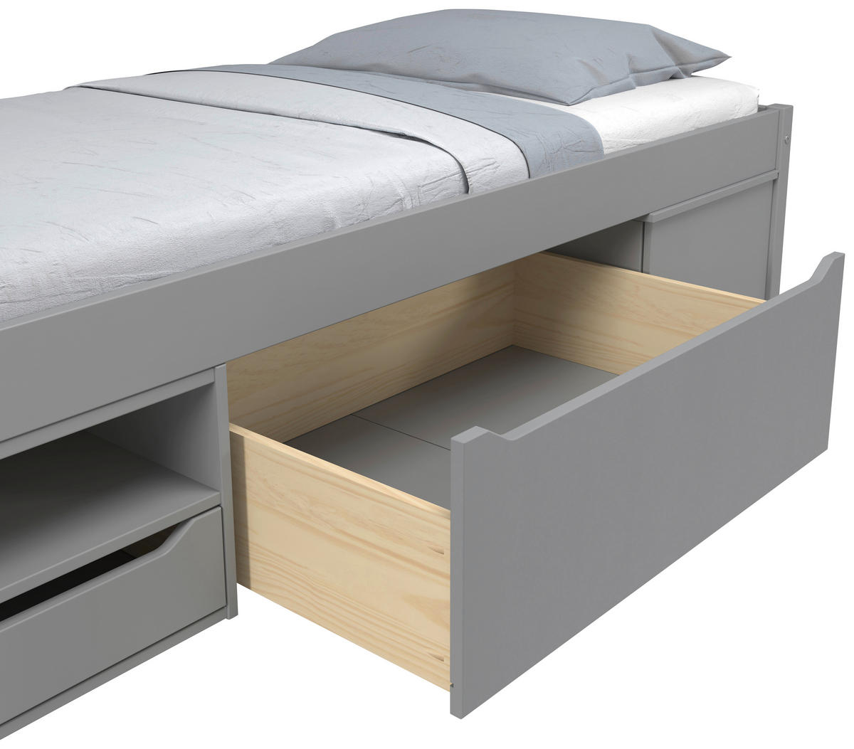 POSTEĽ S ÚLOŽNÝM PRIESTOROM, 90/200 cm sivá - sivá, Modern, drevo/kompozitné drevo (90/200cm) - MID.YOU