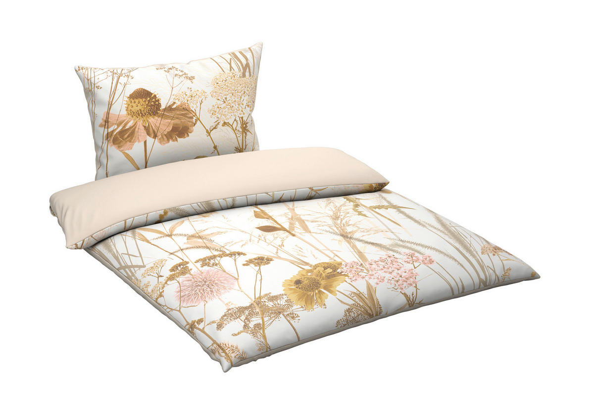 WENDEBETTWÄSCHE Celene Satin 140/200 cm  - Naturfarben, KONVENTIONELL, Textil (140/200cm) - Novel