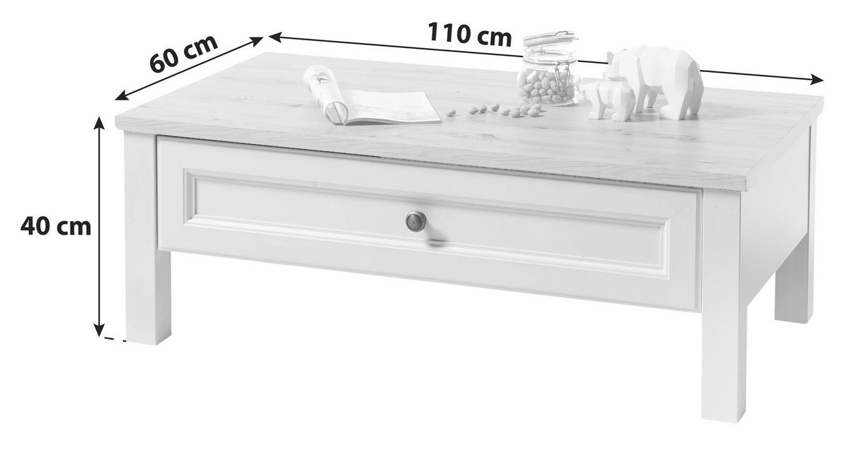 COUCHTISCH in Holzwerkstoff 110/60/40 cm  - Weiss/Eichefarben, Basics, Holzwerkstoff/Metall (110/60/40cm) - MID.YOU