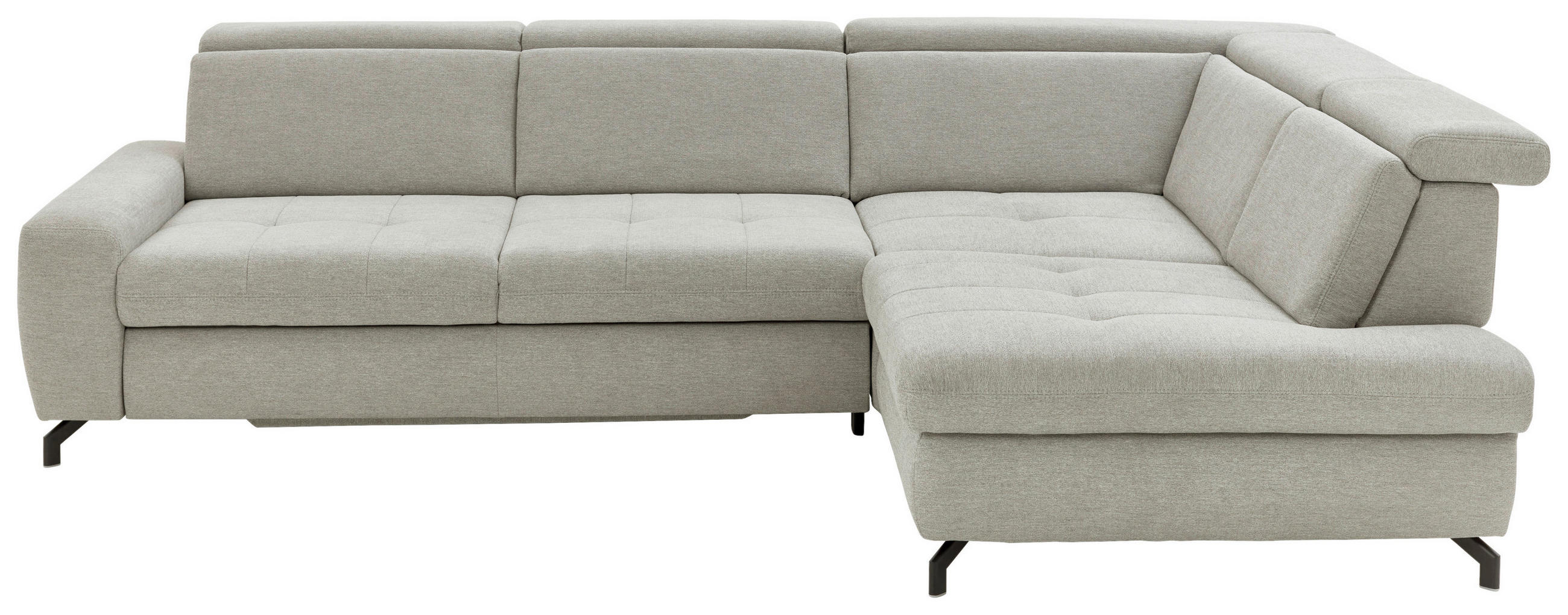 ECKSOFA Ecru Chenille  - Ecru/Schwarz, Design, Textil/Metall (310/220cm) - Beldomo Style