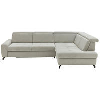 ECKSOFA Ecru Chenille  - Ecru/Schwarz, Design, Textil/Metall (310/220cm) - Beldomo Style