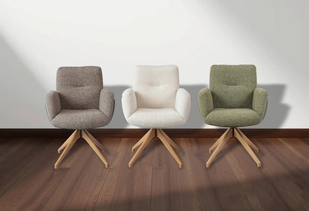 ARMLEHNSTUHL  Sitzfläche 360° drehbar, automatische Rückholfunktion Webstoff  Eichefarben, Beige  - Eichefarben/Beige, Design, Holz/Textil (62/89/66,5cm) - Johann Jakob