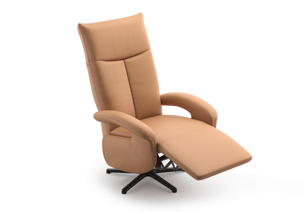 SESSEL in Echtleder Cappuccino  - Schwarz/Cappuccino, Konventionell, Leder/Metall (74/112/82cm) - Sit & More