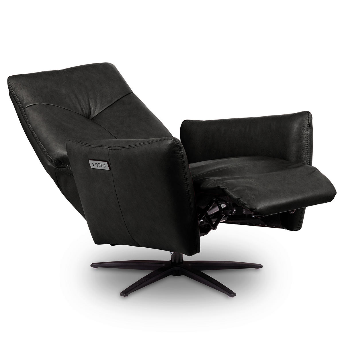 RELAXSESSEL Leder Schwarz  - Schwarz, Design, Leder/Metall (76/107/88cm) - Livetastic