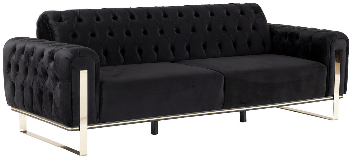 3-SED,  črna tekstil  - zlate barve/črna, Design, tekstil (236/93/83cm) - Livetastic