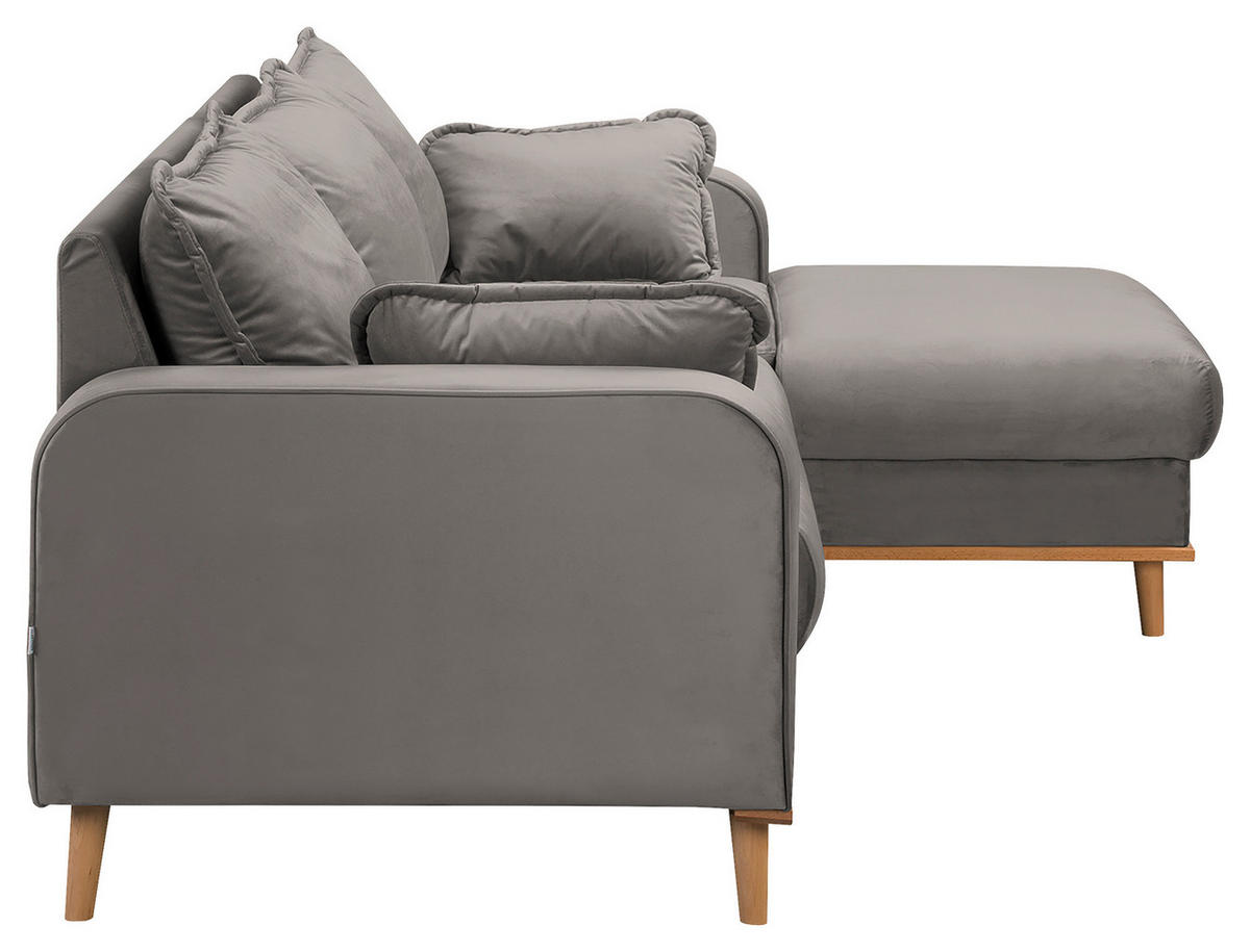 ECKSOFA Mikrofaser Grau  - Wengefarben/Grau, Design, Holz/Textil (230/150cm) - Livetastic