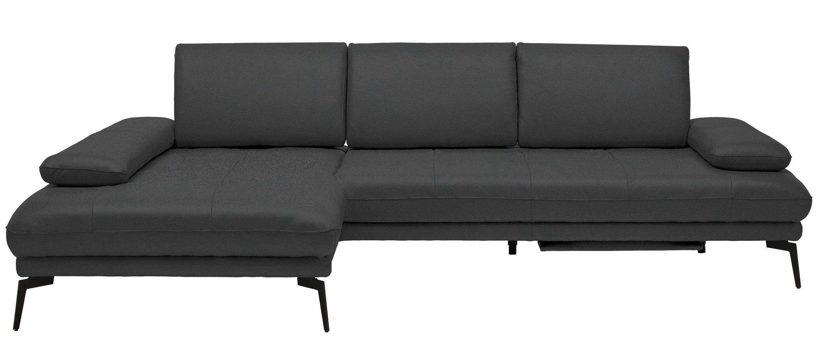ECKSOFA Anthrazit Echtleder  - Anthrazit/Schwarz, Design, Leder/Metall (187/273cm) - Celina Home