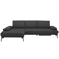 ECKSOFA Anthrazit Echtleder  - Anthrazit/Schwarz, Design, Leder/Metall (187/273cm) - Celina Home