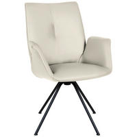 ARMLEHNSTUHL Stahl Echtleder pigmentiert  - Schwarz/Naturfarben, Design, Leder/Metall (65/91/63cm) - Dieter Knoll