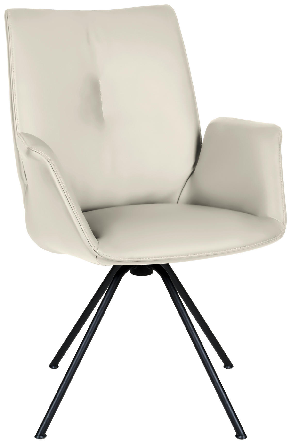 ARMLEHNSTUHL Stahl Echtleder pigmentiert  - Schwarz/Naturfarben, Design, Leder/Metall (65/91/63cm) - Dieter Knoll