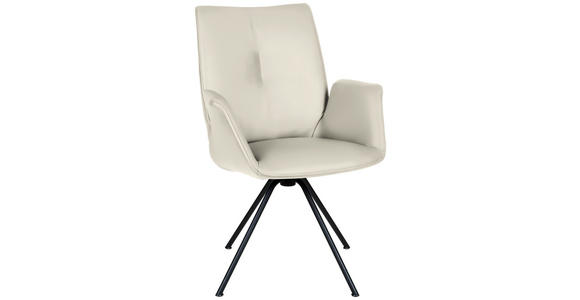 ARMLEHNSTUHL  Beinauswahl, Lederauswahl, Sitzfläche 360° drehbar  Echtleder  - Schwarz/Naturfarben, Design, Leder/Metall (65/91/63cm) - Dieter Knoll